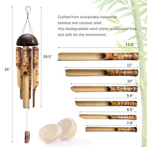 ASTARIN Bamboo Wind Chimes for Outside,Handcrafted Wooden Wind Chimes - size: 35 Inch