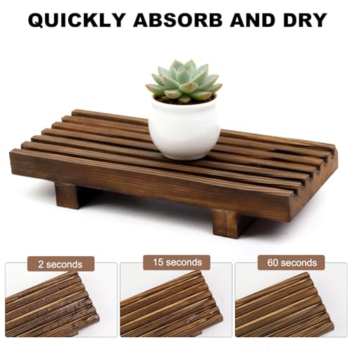 Klunk Wooden Risers, Wood Bathroom Tray & Kitchen Counter Riser, Set of 3 - size: 8.7" × 3.6"