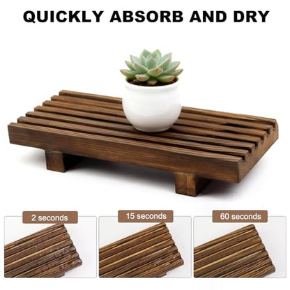 Klunk Wooden Risers, Wood Bathroom Tray & Kitchen Counter Riser, Set of 3 - size: 8.7" × 3.6"