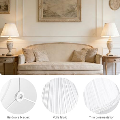 PAPAYA White Pleated Lamp Shades Set of 2 6"×13"×9.8" Bell Shade - color: White-2 Pack
