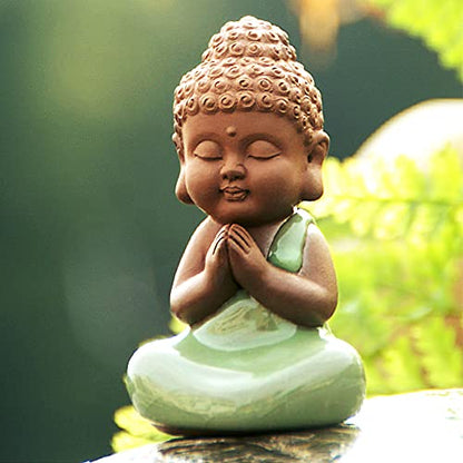 Kingzhuo Ceramic Tiny Cute Buddha Statue Peaceful Rulai Figurine Creative Baby Crafts Dolls Ornaments Gift Classic Delicate Ceramic Arts and Crafts Tea Accessories (B) - style: B