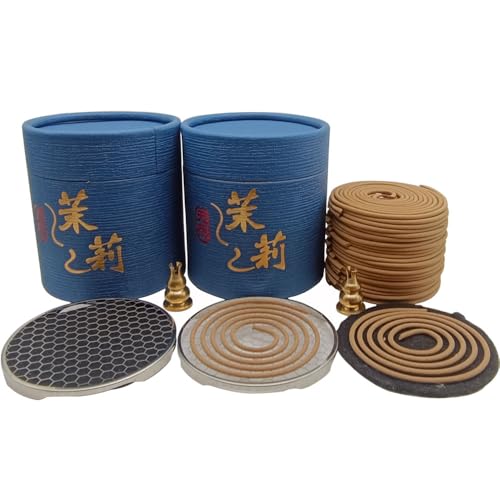 Coil Incense,Traditional spiraled Incense,Perfect for Meditation Spaces,Living Rooms,or Any Indoor Area Where You Want to Create a Relaxing Atmosphere. (48Jasmine+48Jasmine) - color: 48jasmine+48jasmine