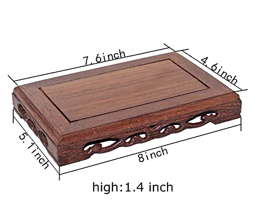 Oriental Furniture Rectangular Base Solid Wood Carved Pedestal - size: 7.6X4.6X1.4 in