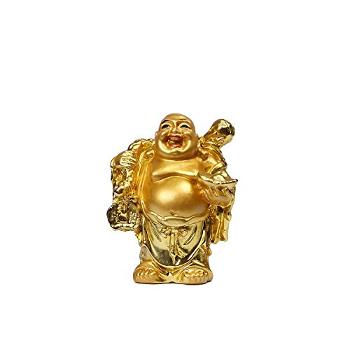 BRABUD Resin Laughing Buddha Figurines 2.5’’Height Gilting Buddha Statue Big 6 Set Gold - color: 2.5''resin Red Lips Set