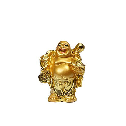 BRABUD Resin Laughing Buddha Figurines 2.5’’Height Gilting Buddha Statue Big 6 Set Gold - color: 2.5''resin Red Lips Set