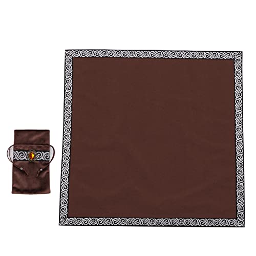 BLESSUMEWicca Square Altar Tarot Table Cloth for Reading with Card Pouch 24.4 * 24.4 inch (Coffee 1) - color: Coffee 1