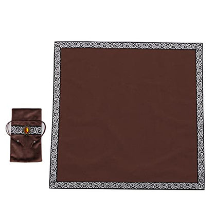 BLESSUMEWicca Square Altar Tarot Table Cloth for Reading with Card Pouch 24.4 * 24.4 inch (Coffee 1) - color: Coffee 1
