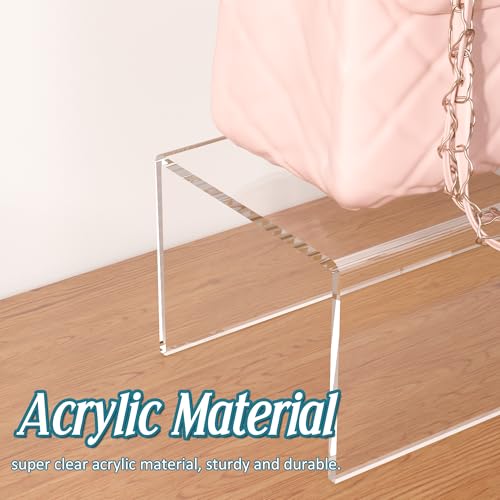 Acrylic Shelf Riser 10x5.1x4 pack of 2, Clear Acrylic Stand for Figure, Cosmetics, Bags, Shoes, Toys, Collectibles, 10x5.1x4 Inch - size: 10x5.1x4 Inch