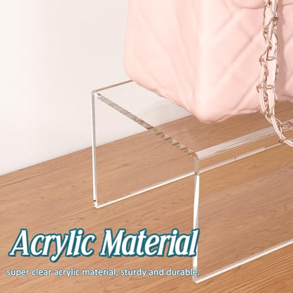 Acrylic Shelf Riser 10x5.1x4 pack of 2, Clear Acrylic Stand for Figure, Cosmetics, Bags, Shoes, Toys, Collectibles, 10x5.1x4 Inch - size: 10x5.1x4 Inch