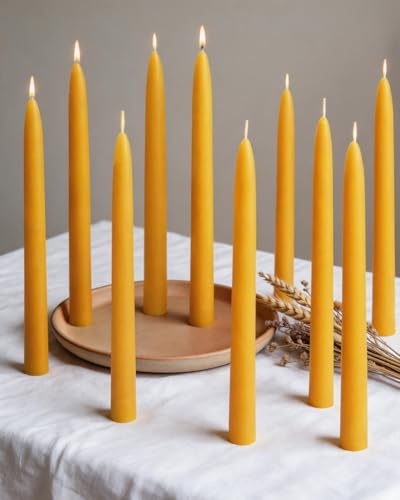 18PCS Beeswax Taper Candles 8" Handmade Natural Candles Sticks,10 Hours Long Burning,Nontoxic,Dripless and Smokeless Bees Wax Candles for Home,Prayer,Tall Tapered - color: 8''beeswax-18pcs