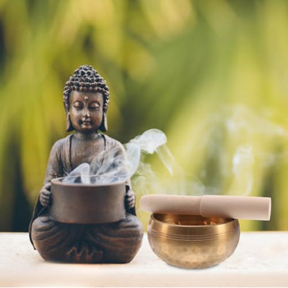 ibasenice Tibetan Singing Bowl Handmade Sound Bowl with Mallet Meditation Chime for Yoga Relaxation Prayer Sound Therapy 3.14 in - size: 8X8CM