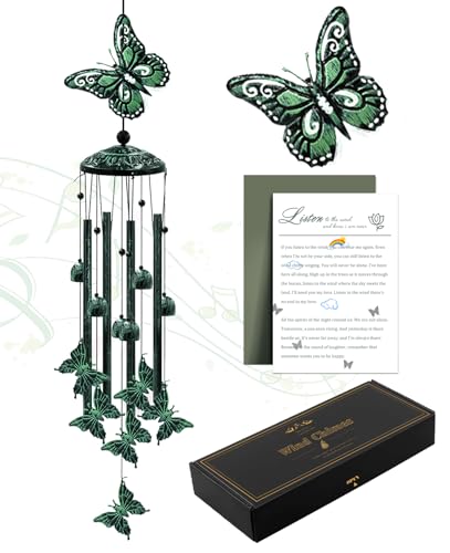 Wind Chimes for Outside, 33" Butterfly Wind Chimes Outdoor, Gifts for Women Mom Grandma Birthday, Gift for Garden Porch Patio Home Decor (Green) - size: Butterfly-Green