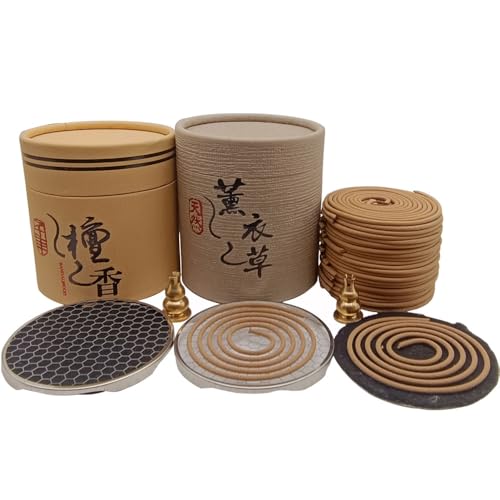 Coil Incense,Traditional spiraled Incense,Perfect for Meditation Spaces,Living Rooms,or Any Indoor Area Where You Want to Create a Relaxing Atmosphere. (48Lavender+48Sandalwood) - color: 48lavender+48sandalwood