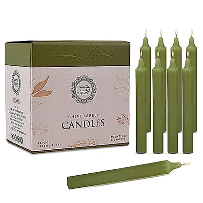 Raajsee Unscented Mini Taper Candles (Green) – 4 Inch Height × 0.5 Inch Diameter | Smokeless & Dripless | Paraffin Wax with Cotton Wicks | Long Burning (Pack of 20) - color: Green, size: 4 Inch - Pack of 40