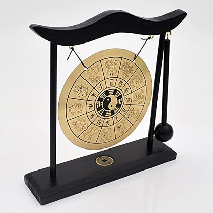 Feng Shui Brass Gong Desktop Zen Art for Fortune + Free Red String Bracelet H1304 - color: H1304