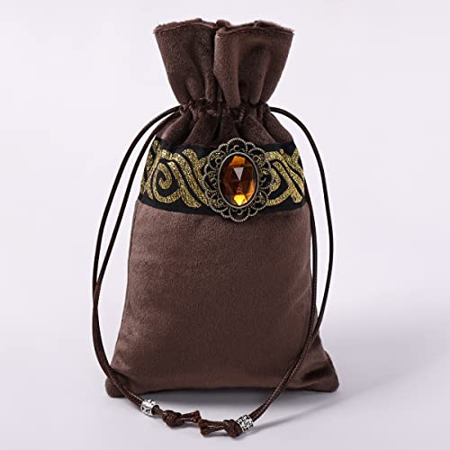 BLESSUME Wicca Square Altar Tarot Table Cloth for Reading with Card Pouch 24.4 * 24.4 inch(Coffee 2) - color: Coffee 2