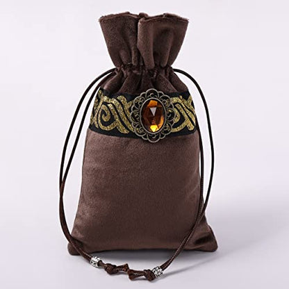 BLESSUME Wicca Square Altar Tarot Table Cloth for Reading with Card Pouch 24.4 * 24.4 inch(Coffee 2) - color: Coffee 2