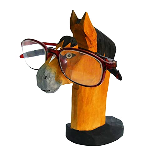 Red Dollar Handmade Wood Carved Animal Eyeglass Holder, Cute Sunglasses Display Stand, Nightstand Home Office Desk Decor, Christmas Holiday New Year Business Gift for Men Women Adults(Horse) - color: Grey