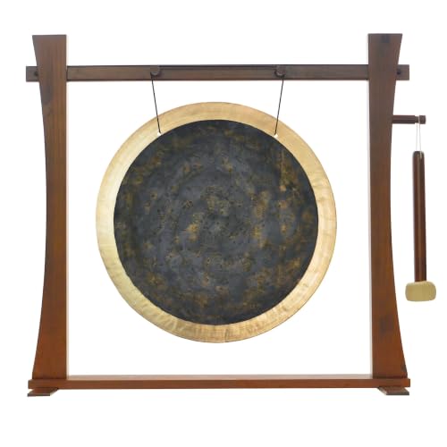 20" to 22" Gongs on the Spirit Guide Gong Stand - Includes Gong, Mallet, & Stand/Great for Office & Home/Traditional Style - size: 22" Deep Breath Gong