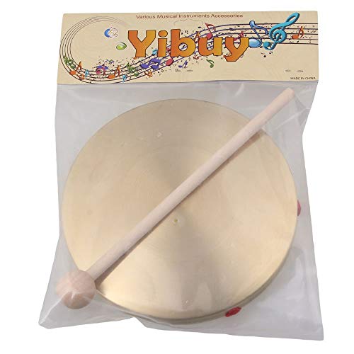 Yibuy 150mm Brass Instruments Copper Cymbals Opera Gong with Round Play Hammer Drumstick