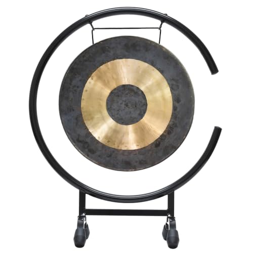 11" to 12" Gongs on the High C Gong Stand - Includes Gong of Choice with Traditional Chinese Mallet & Gong Stand/Easy to Assemble Metal Gong Stand/Small Bronze Gong/Great for Small Spaces Such a - size: 12" Chau Gong