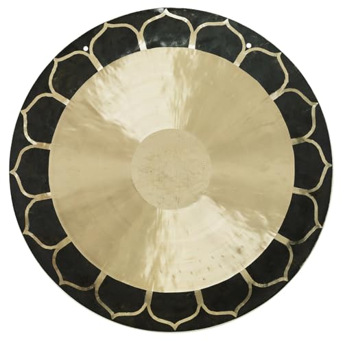 Temple Wind Gongs - Includes Mallet & Hanging Rope/Wind Gong Style Without Rim/Engraved Bronze Traditional Chinese Gong/For Spiritualism & Meditation