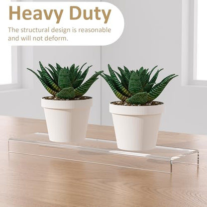 Acrylic Shelf Riser 15x3.9x1 pack of 2, Countertop Acrylic Display Storage Organizer for Shoes, Glasses, Plants, Home Decors, Perfume, Books, Dolls, 15x3.9x1 Inch - size: 15x3.9x1 Inch