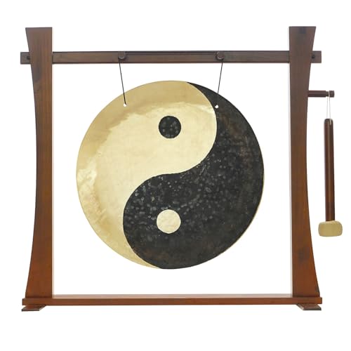 20" to 26" Taoist Breeze Gongs on Stands - Includes Gong, Stand, & Mallet/Yin & Yang/Perfect for Meditation & Sound Healing - size: 22" on Spirit Guide Stand
