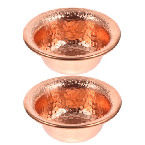 2pcs Buddhist Cup Copper Offering Bowl Home Decorative Bowl Holy Water Cup Hammered Meditation Dollhouse Decorations Holds Incense Offerings Healing Crystals Water