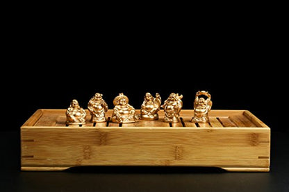 6Pcs 2in Gold Resin Laughing Buddha Figurines, Tabletop Lucky Decor - color: 2'' Resin Gold Set
