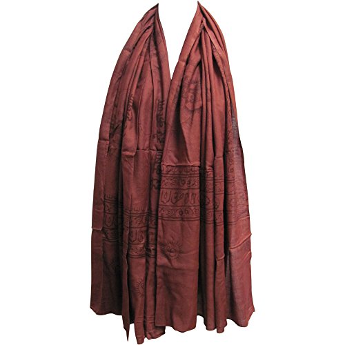 Om Ohm Mantra Yoga Meditation Cotton Altar Cloth Prayer Shawl Tapestry Large - color: Dark Brown