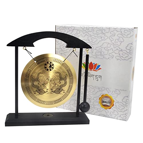 Fengshuibringluck Fengshui Gong I Ching Dragon Tai Chi Meditation Desktop Decoration, Gold, 8.58 x 7.54 x 2.13 in, FH1302 - color: Gold