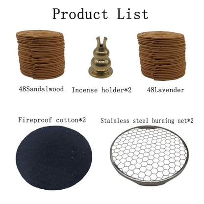 Coil Incense,Traditional spiraled Incense,Perfect for Meditation Spaces,Living Rooms,or Any Indoor Area Where You Want to Create a Relaxing Atmosphere. (48Lavender+48Sandalwood) - color: 48lavender+48sandalwood