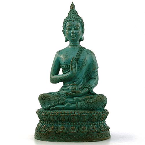 ornerx Meditation Thai Sitting Buddha Statue, Verdigris, 6.7" - color: Green
