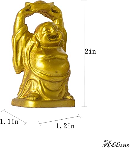 Set of 6 Laughing Happy Buddha Statue Resin Figurines Feng Shui for Luck Wealth Good Gift and Collection (2'', Gold) - color: Gold, style: 2''