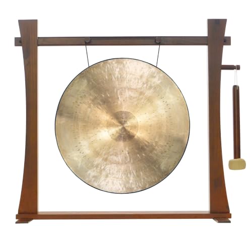 20" to 22" Gongs on the Spirit Guide Gong Stand - Includes Gong, Mallet, & Stand/Great for Office & Home/Traditional Style - size: 22" Gou Gong