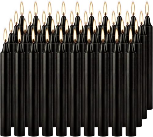 YOROXRG Set of 40 Black Candles – Spell Chime Candles for Halloween, Rituals, Prayer, Birthdays, Meditation, Altar - 4 Inch Tall, Unscented - color: Black-4" 40