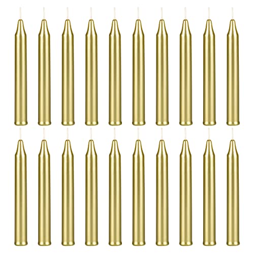 Mega Candles Mini Taper Chime Spell Candle 20 Count 4" x 1/2" Gold - color: Gold, size: 20 Pieces