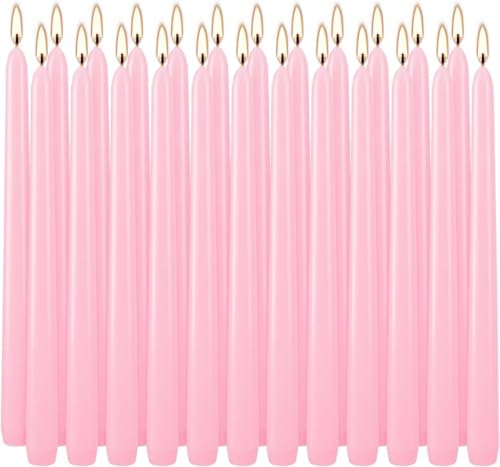 24-Pack 10 Inch Pink Taper Candles, Dripless & Unscented Decorative Candlesticks for Weddings, Romantic Dinners – Long-Burning for Centerpieces, Valentine's, Birthdays, Bridal Showers & Home Decor - color: 10"24pcs-Pink