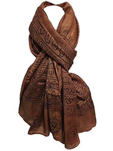 Om Ohm Mantra Yoga Meditation Cotton Altar Cloth Prayer Shawl Tapestry Large - color: Brown