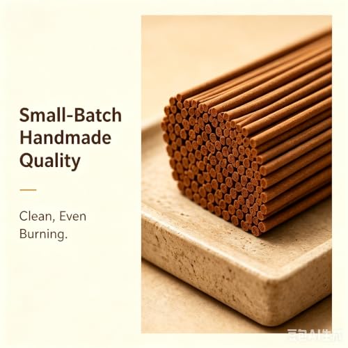 Sandalwood Stick - Handmade Chinese Incense with Brass Incense Holder - Sandalwood Core Free Stick for Meditation and Yoga, Elegant Gift Set (90 pcs) - size: Sandalwood
