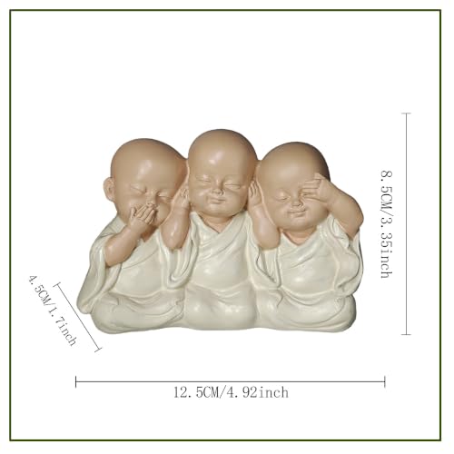 Three Wise Monks Resin Buddha Statue Small, Meditation Room Feng Shui Decor - color: Three Wise Buddha Statue