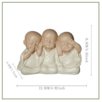 Three Wise Monks Resin Buddha Statue Small, Meditation Room Feng Shui Decor - color: Three Wise Buddha Statue