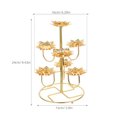 COHEALI Lotus Candle Holder Set Metal Butter Lamp Base for Buddhist Altar Temple Candle Holder Decorative Candleholder for Home D Cor 2-Pack 11.81 X 5.90 X 9.64 in