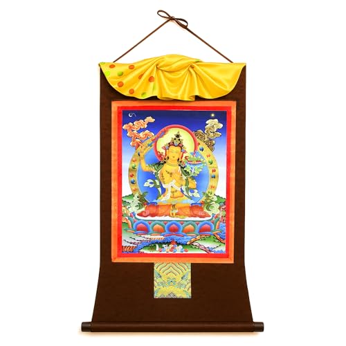 Mudra Crafts Manjushri Extra Large Tibetan Thangka Buddha Wall Art - color: Manjushri