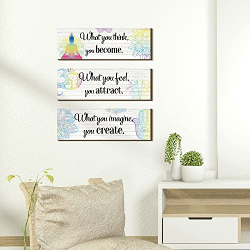 Yerliker 3 Pcs Buddha Wall Art Meditation Decor Zen Quote Signs, White - color: What You Think