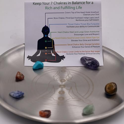 Offering Prayer Ritual Bowl Plate with Chakra Gemstone Great for Altar,Meditation,Incense Sticks, smudging, Candle,Crystal,Jewelry,Yoga Use(Chakra) - style: Chakra