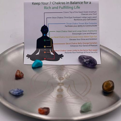 Offering Prayer Ritual Bowl Plate with Chakra Gemstone Great for Altar,Meditation,Incense Sticks, smudging, Candle,Crystal,Jewelry,Yoga Use(Chakra) - style: Chakra