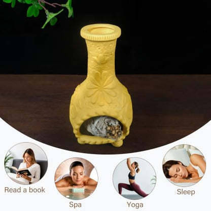 Yellow Floral Palo Santo Chiminea,Smudge Stick-Incense Cones Burner Holder - color: Flower Palo Santo Holder-yellow