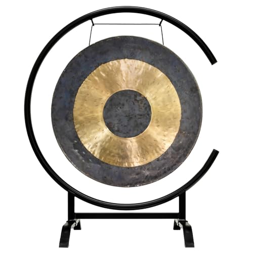 22" Chinese Gongs on the Seaside C-Stand - Includes Gong, Stand, & Mallet/Sturdy & Compact Design - color: 22" Chau Gong